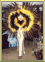 Carmen in costume he made for 
 the Allen Ross Parade, Dallas 2001