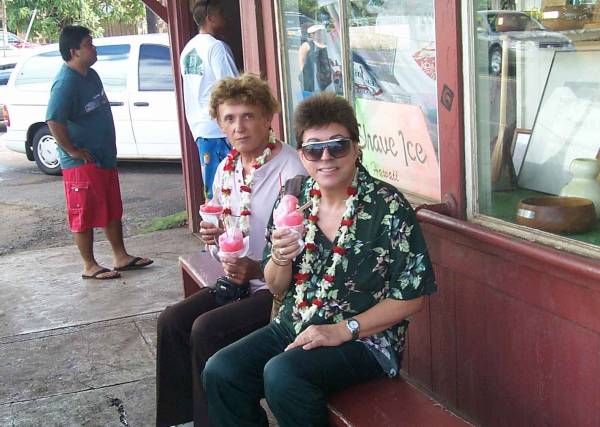 Enjoying a Hawaiian shave ice in Haleiwa