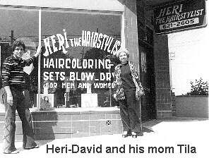 David and his mom 
 outside his shop 
 in San Francisco, CA