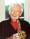 Buddy playing his sax, 
 December, 2001