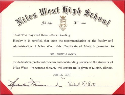 Niles High Scool Award